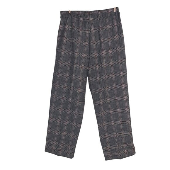 Masai Copenhagen Women's Trousers Pants L Tan Gray Plaid Pullon Cuff Hem Pockets - Picture 2 of 6